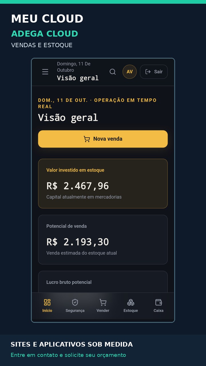 Captura do painel Adega Cloud
